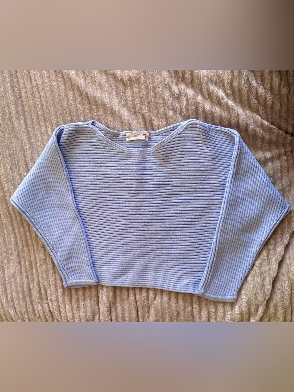 Periwinkle Blue Lavon Boatneck Ribbed Sweater, Size XXS